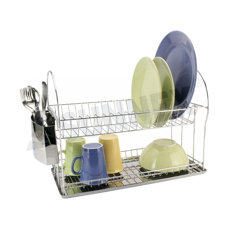 2-Tier Dish Rack Dish Drainers ເຮືອນຄົວ